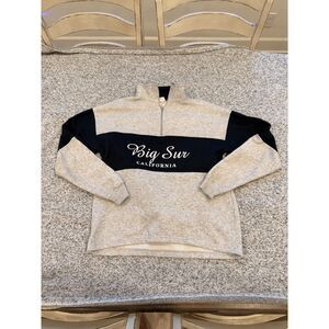 Big Sur California Embroidered 1/4 Zip Sweatshirt Pullover Gray Black Size M